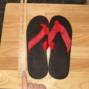 Vintage Rainbow Black Flip Flops Thongs Zories Red Straps Excellent Condition